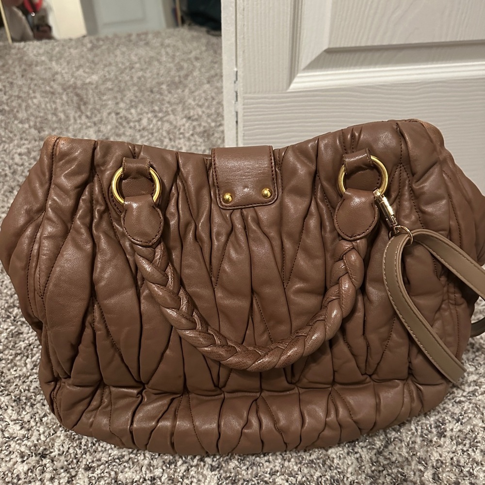 Miu Miu Brown/Mauve Quilted Leather Bag - Picture 6 of 14